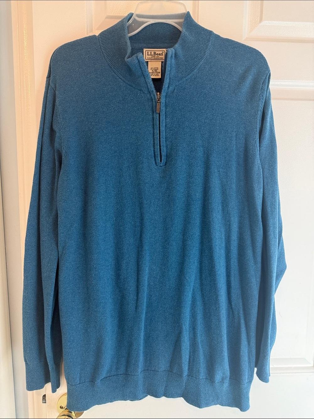 L.L. Bean Men’s Teal Blue Zip Mock Neck Sweater